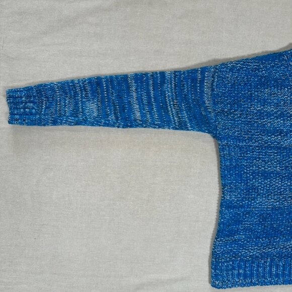 Gap Chunky Knit Pullover Sweater Womens S Preppy Fisherman Thick Marled Blue - Picture 4 of 13